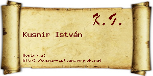 Kusnir István névjegykártya